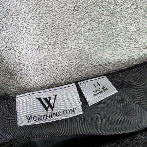 Womens Worthington Black Dress Short Sleeve V-Neck Polyester Blend Size 14 - Picture 2 of 9